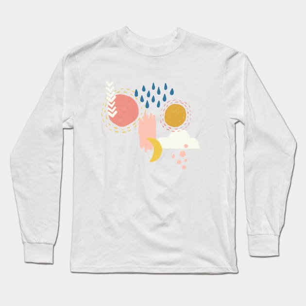 Abstract Weather - Coral + Blue Long Sleeve T-Shirt by latheandquill